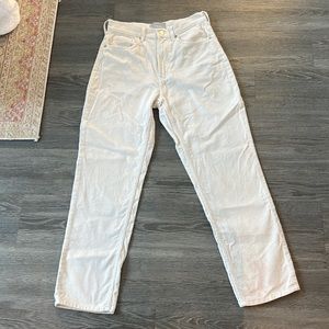 Everlane White Corduroy Straight Leg Pants 26.5 inch inseam